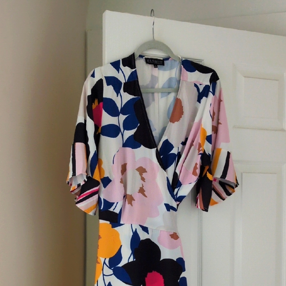 Eloquii Multicolor Floral Wrap Dress